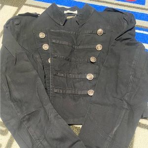 Ali & Kris Black Punk Short Military Band Cotton Jacket size M, Mcr inspired.